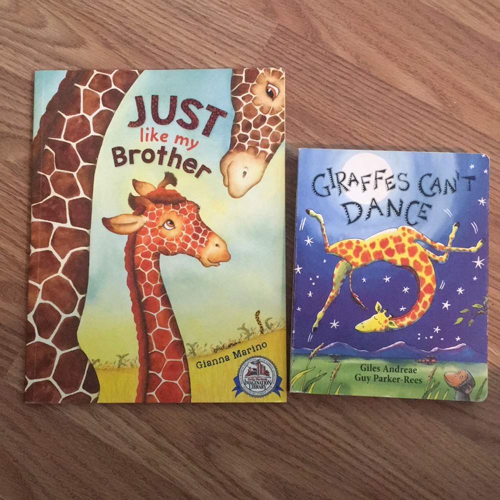 2 Books- Giraffes Can't Dance and Just Like My Brother Children's Books
